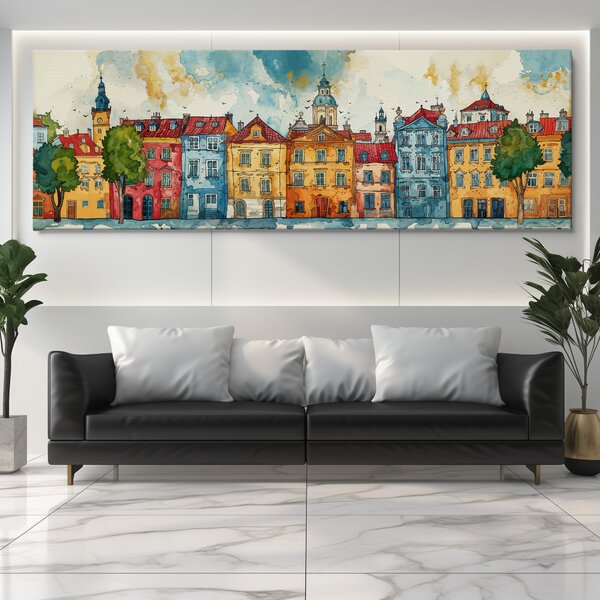 Obraz na plátně - Tiché ráno na Starém městě, Věže, střechy, město FeelHappy.cz Velikost obrazu (šířka x výška): 60 x 20 cm