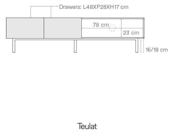 TV stolek v dekoru dubu v bílo-přírodní barvě 180x45 cm Arista – Teulat