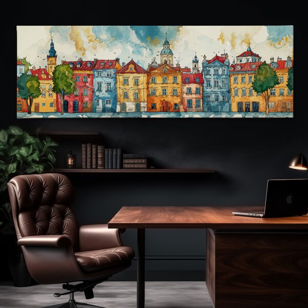 Obraz na plátně - Tiché ráno na Starém městě, Věže, střechy, město FeelHappy.cz Velikost obrazu (šířka x výška): 60 x 20 cm