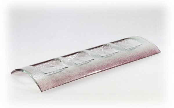 BDK-GLASS Skleněný svícen TUNNEL na 4 svíčky růžový