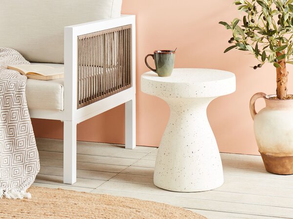 Odkládací stolek BIVIERE 39 cm 39 cm Terrazzo efekt Bílé terrazzo
