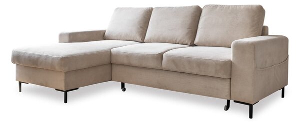 Béžová manšestrová rozkládací rohová pohovka (levý roh) Lofty Lilly – Miuform