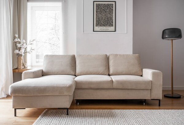 Béžová manšestrová rozkládací rohová pohovka (levý roh) Lofty Lilly – Miuform
