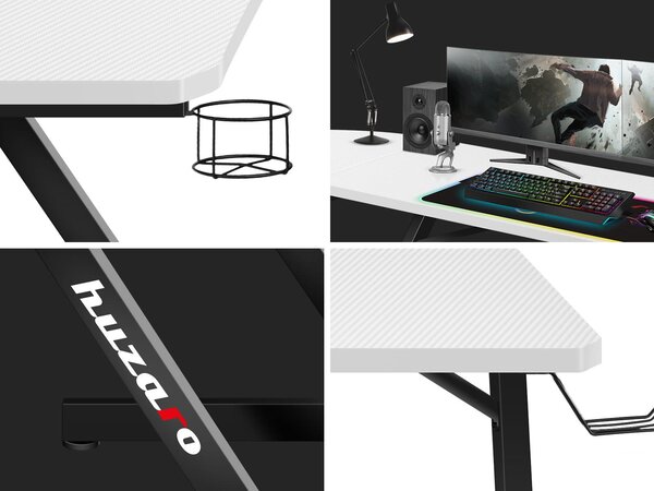Rohový PC stolek Hyperion 7.0 (černá + bílá)