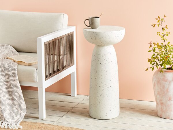 Odkládací stolek CADINI 33 cm 33 cm Terrazzo efekt Bílé terrazzo