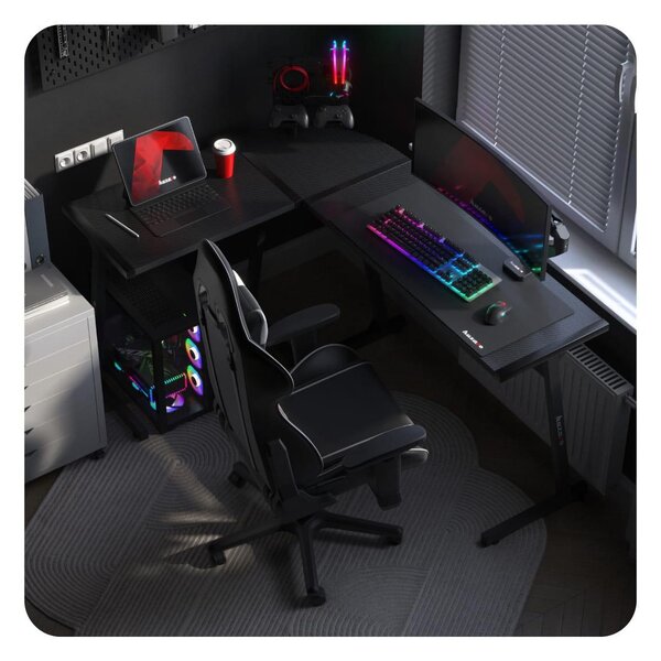 Rohový PC stolek Hyperion 6.0 (černá)
