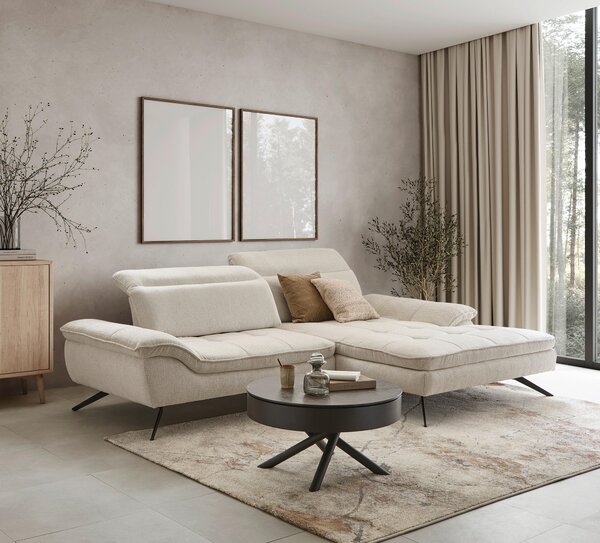 ROHOVÁ SEDAČKA, textil, béžová Stylife - Sedací soupravy