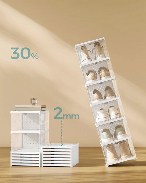 REGÁL NA BOTY, bílá, průhledné, 25,5/105/35,5 cm - Online Only šatny & botníky, Online Only