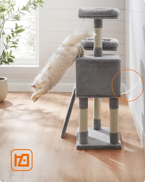 Kočičí stromové škrabadlo TIGER, světle šedé