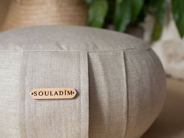 SOULADÍM meditační polštář zafu Natural 17 x Ø 37 cm 100% LEN přírodní