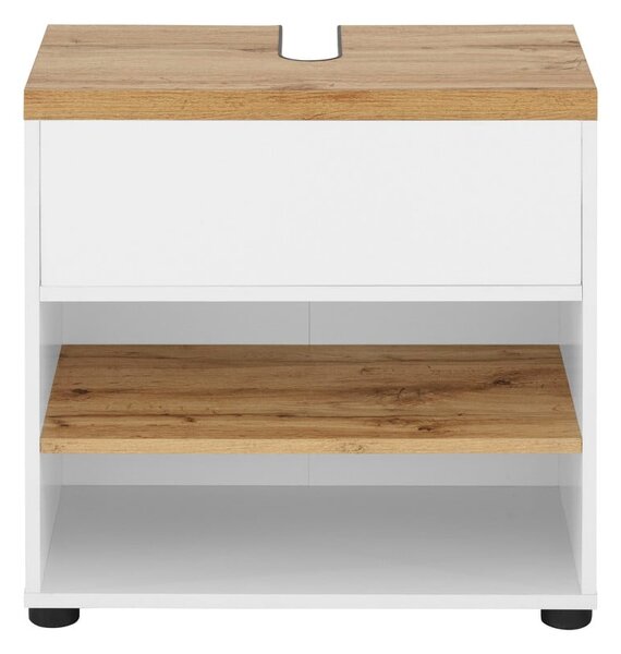 Bílá skříňka pod umyvadlo v dekoru dubu 60x57 cm Thessa – Støraa