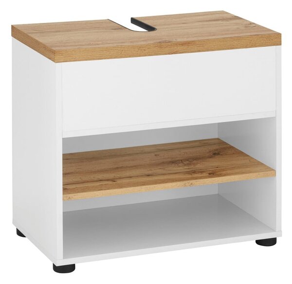 Bílá skříňka pod umyvadlo v dekoru dubu 60x57 cm Thessa – Støraa