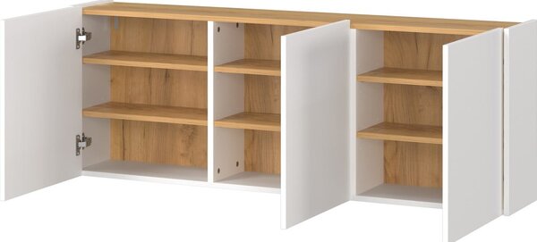 Bílá závěsná skříňka v dekoru dubu 138x52x25 cm Libbiano – Germania