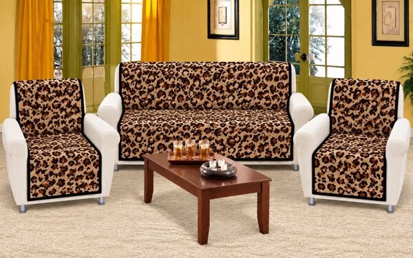 Bellatex Souprava Korall micro 3+1+1 150x200 cm. 2ks 65x150 cm Leopard Béžová,Hnědá