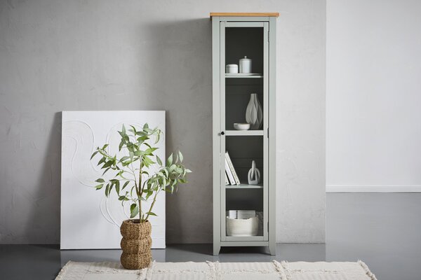 VITRÍNA, dub, borovice, šedá, čiré, přírodní barvy, 56/200/43 cm MID.YOU - Kredence a vitríny, Online Only
