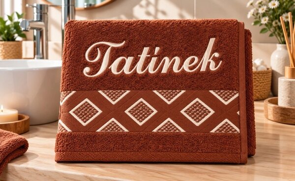 Bellatex Froté ručník kolekce Diamant s výšivkou Tatínek 50x100 cm Tatínek Hnědá