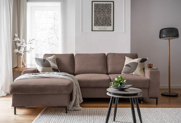Hnědá manšestrová rozkládací rohová pohovka (levý roh) Lofty Lilly – Miuform