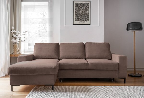 Hnědá manšestrová rozkládací rohová pohovka (levý roh) Lofty Lilly – Miuform