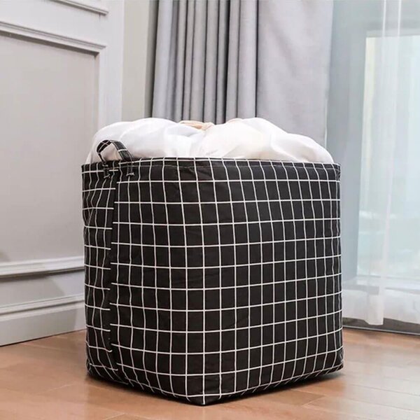 Úložný koš na textil se stahovací šňůrkou - kostky