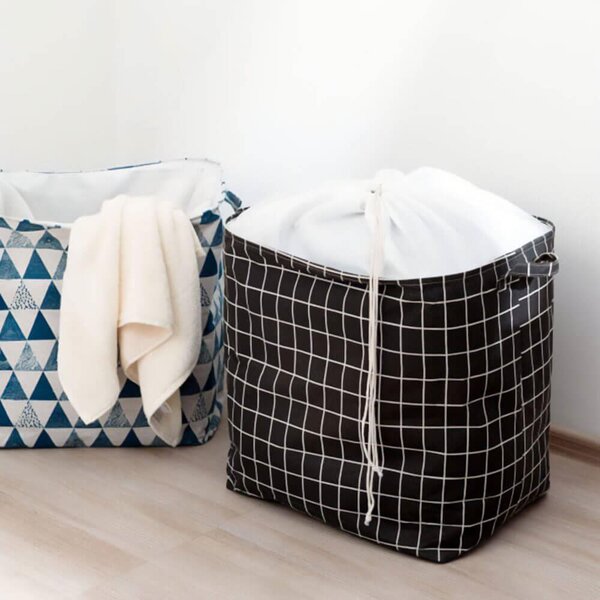 Úložný koš na textil se stahovací šňůrkou - kostky