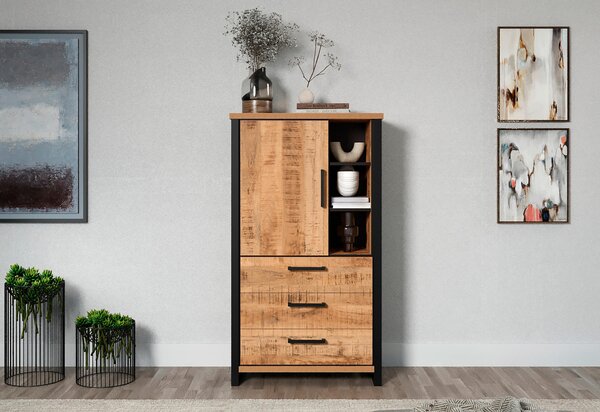 VÍCEÚČELOVÁ SKŘÍŇ, přírodní barvy, černá, 87/155/45 cm MID.YOU - Online Only komody, Online Only