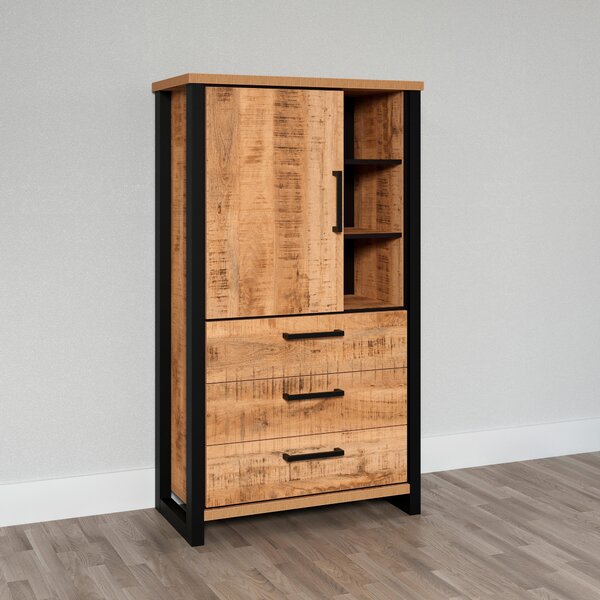 VÍCEÚČELOVÁ SKŘÍŇ, přírodní barvy, černá, 87/155/45 cm MID.YOU - Online Only komody, Online Only