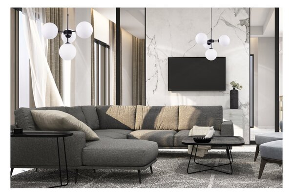 Light for home - Černý závěsný lustr se stínidlem v bílé barvě a možností regulace " IMPERIA", 4x40W, E14, Černá