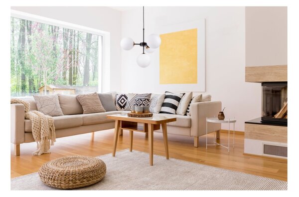 Light for home - Závěsný lustr v černém provedení s elegantními zlatými prvky a bílým stínidlem" IMPERIA", 4x40W, E14, Černá