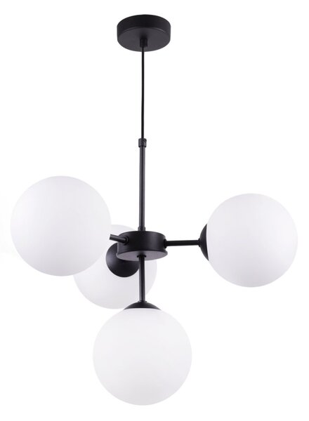 Light for home - Černý závěsný lustr se stínidlem v bílé barvě a možností regulace " IMPERIA", 4x40W, E14, Černá