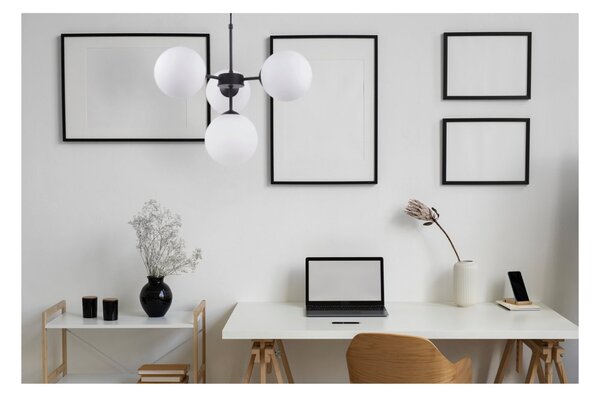 Light for home - Černý závěsný lustr se stínidlem v bílé barvě a možností regulace " IMPERIA", 4x40W, E14, Černá