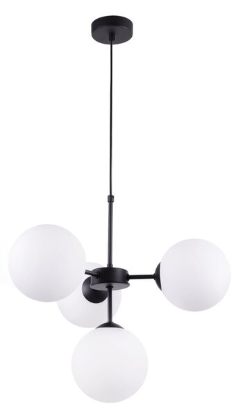 Light for home - Černý závěsný lustr se stínidlem v bílé barvě a možností regulace " IMPERIA", 4x40W, E14, Černá