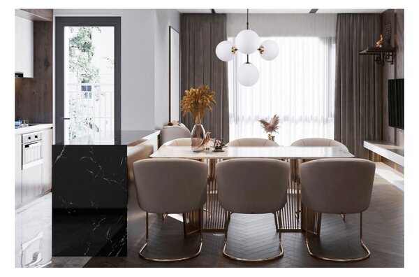 Light for home - Závěsný lustr v černém provedení s elegantními zlatými prvky a bílým stínidlem" IMPERIA", 4x40W, E14, Černá