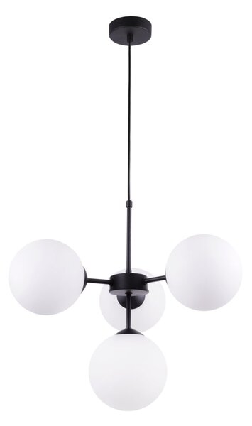 Light for home - Černý závěsný lustr se stínidlem v bílé barvě a možností regulace " IMPERIA", 4x40W, E14, Černá