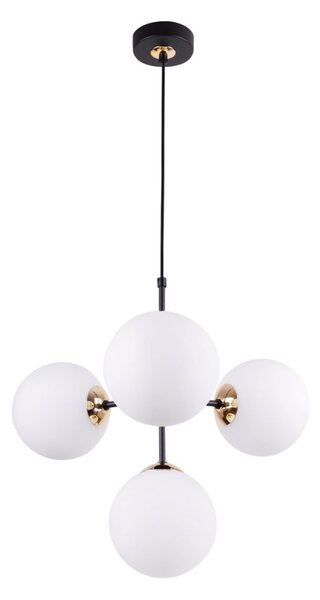 Light for home - Závěsný lustr v černém provedení s elegantními zlatými prvky a bílým stínidlem" IMPERIA", 4x40W, E14, Černá