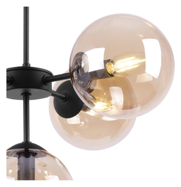 Light for home - Černé světlo s regulací délky a medovými stínidly pro obývák a kancelář "IMPERIA", 5x40W, E14, Černá
