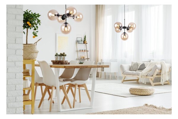 Light for home - Černé světlo s regulací délky a medovými stínidly pro obývák a kancelář "IMPERIA", 5x40W, E14, Černá