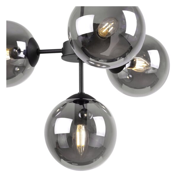Light for home - Černé závěsné světlo s regulovatelnou délkou a grafitovými stínidly"IMPERIA", 4x40W, E14, Černá