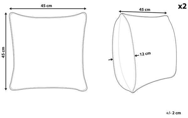 Sada 2 dekorativních polštářů EXACUM Umělý samet 45 x 45 cm Bílá Vánoční vzor