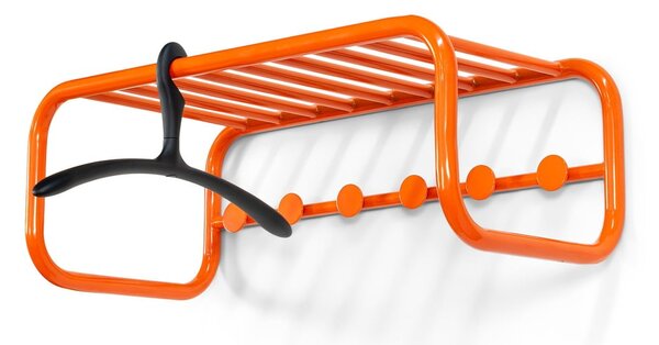 Oranžový kovový nástěnný věšák s poličkou 72 cm Retro – Spinder Design