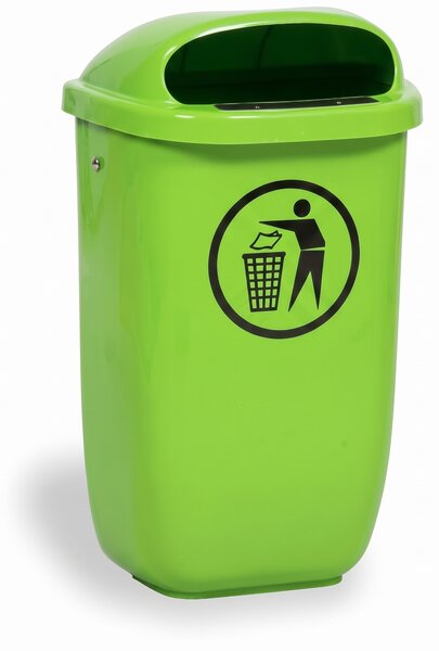 Venkovní odpadkový koš na sloupek, 50 l, 425 x 320 x 780 mm, světle zelený