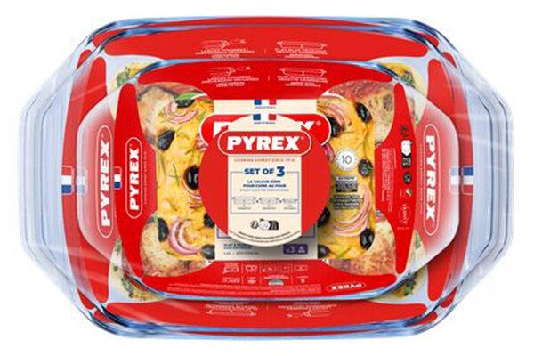 Sada skleněných pekáčů PYREX 3ks 1400ml, 3000ml a 4000ml