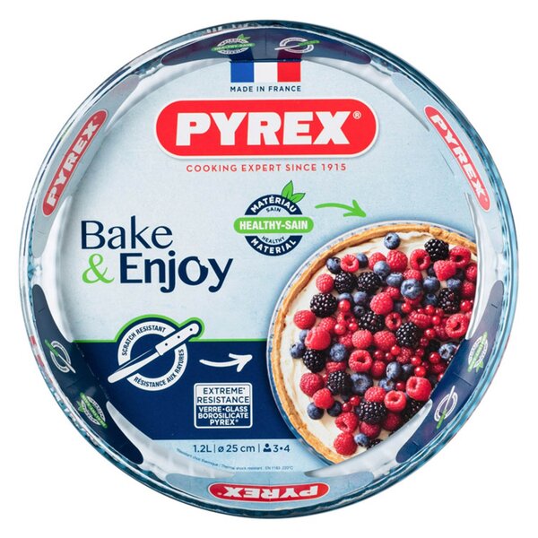 Skleněná zapékací forma na koláč PYREX 25cm, borosilikát