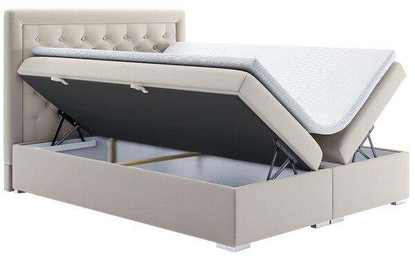 KONDELA Postel boxspring, krémová, 160x200, DORMAN