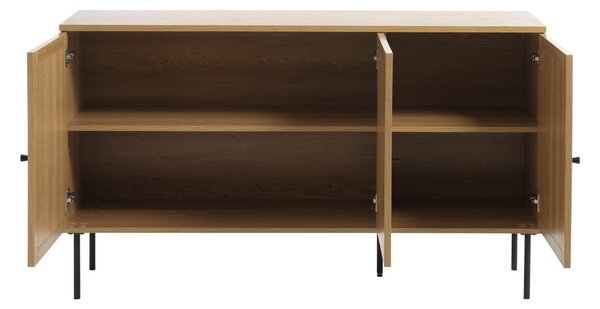 Nízká komoda v dekoru dubu v přírodní barvě 140x80 cm Pensacola – Unique Furniture