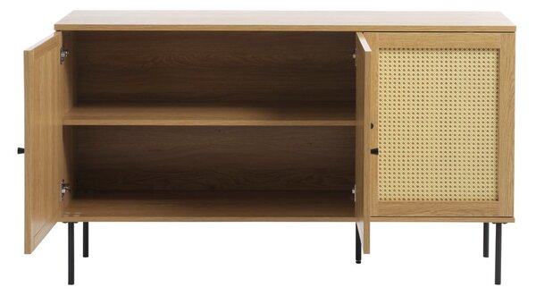 Nízká komoda v dekoru dubu v přírodní barvě 140x80 cm Pensacola – Unique Furniture