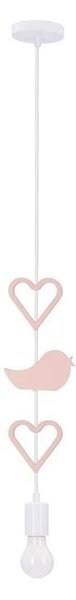 Dětský lustr na lanku HEART 1xE27/20W/230V růžová/bílá
