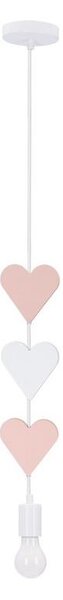 Dětský lustr na lanku HEART 1xE27/20W/230V růžová/bílá