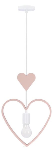 Dětský lustr na lanku HEART 1xE27/20W/230V růžová/bílá