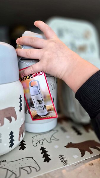 Nerezová termoska s pítkem KITCHISIMO 370ml medvídek