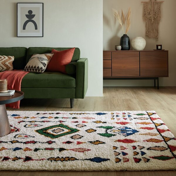 Krémový ručně tkaný vlněný koberec 200x290 cm Moroccan Fes – Flair Rugs